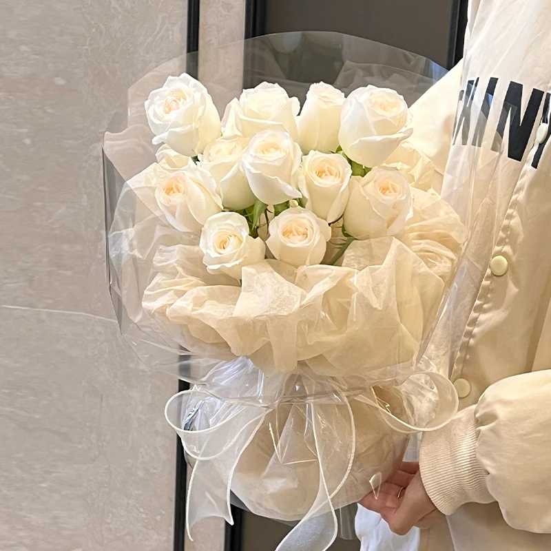 全国白玫瑰花束生日鲜花速递同城配送杭州上海北京花店送女友礼物
