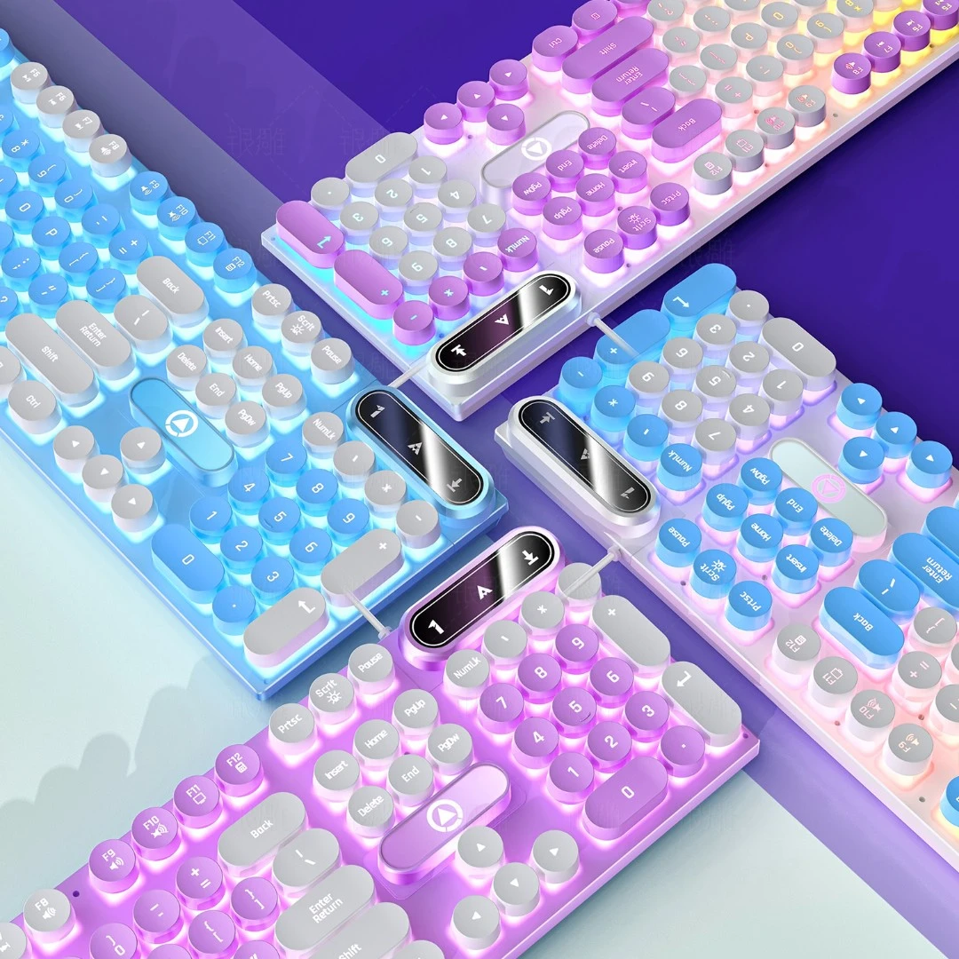 YINDIAO/银雕 银雕 K600 朋克键盘鼠标 有线电脑游戏机械手感键盘