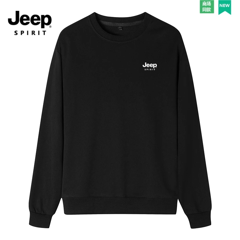 JEEP吉普春秋季男上衣纯棉长袖卫衣圆领户外休闲卫衣印花T恤百搭