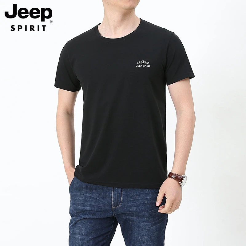 JEEP吉普夏季短袖t恤时尚男士圆领休闲百搭薄宽松打底衫体恤上衣