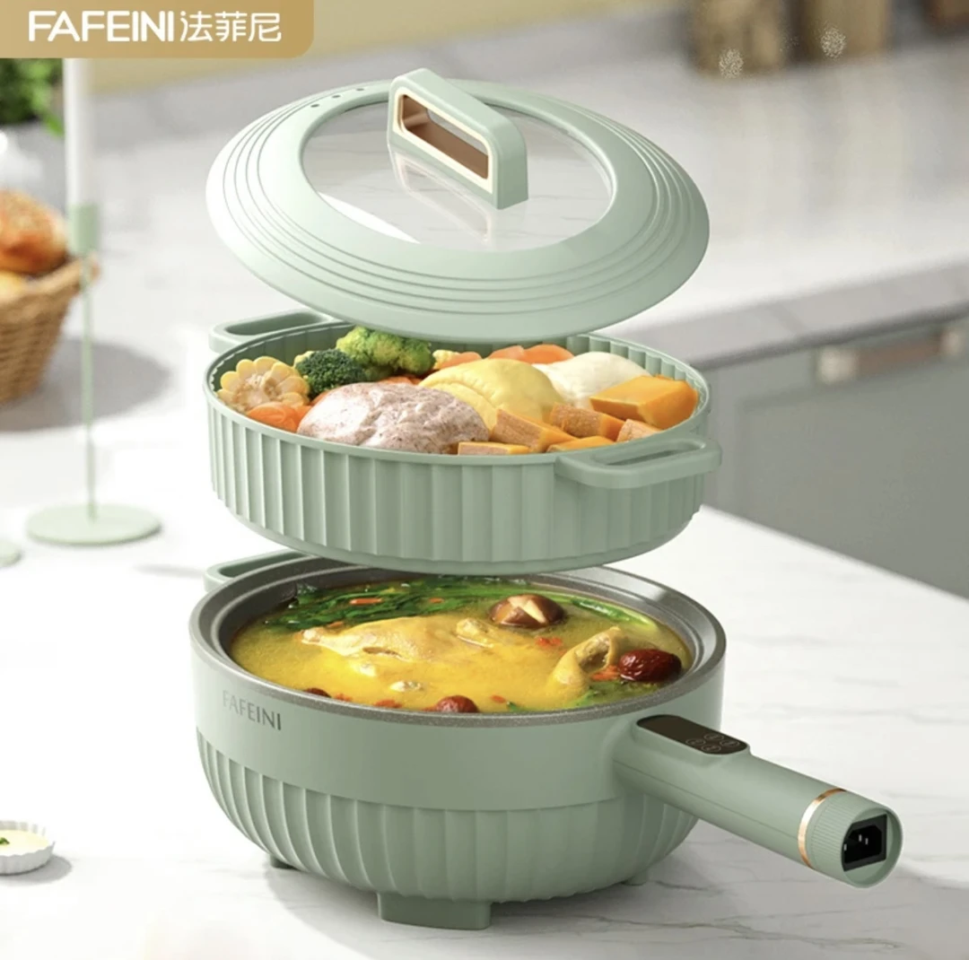 【工厂福利】法菲尼钛合金电炒锅不沾多功能插电炒菜蒸煮煎一体锅