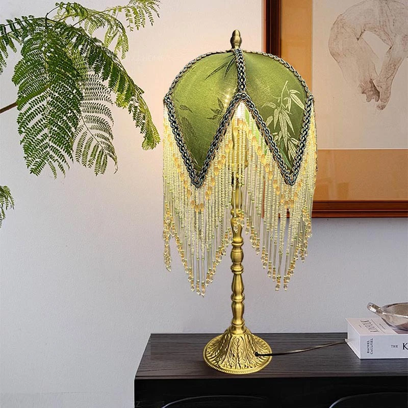 美式国风旧上海复古民宿乡村vintage黄铜卧室客厅氛围台灯床头灯