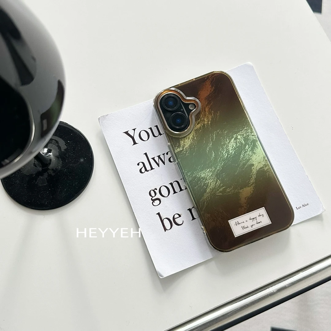 复古棕色晕染撞色渐变适用iPhone16promax手机壳苹果15小众14防摔