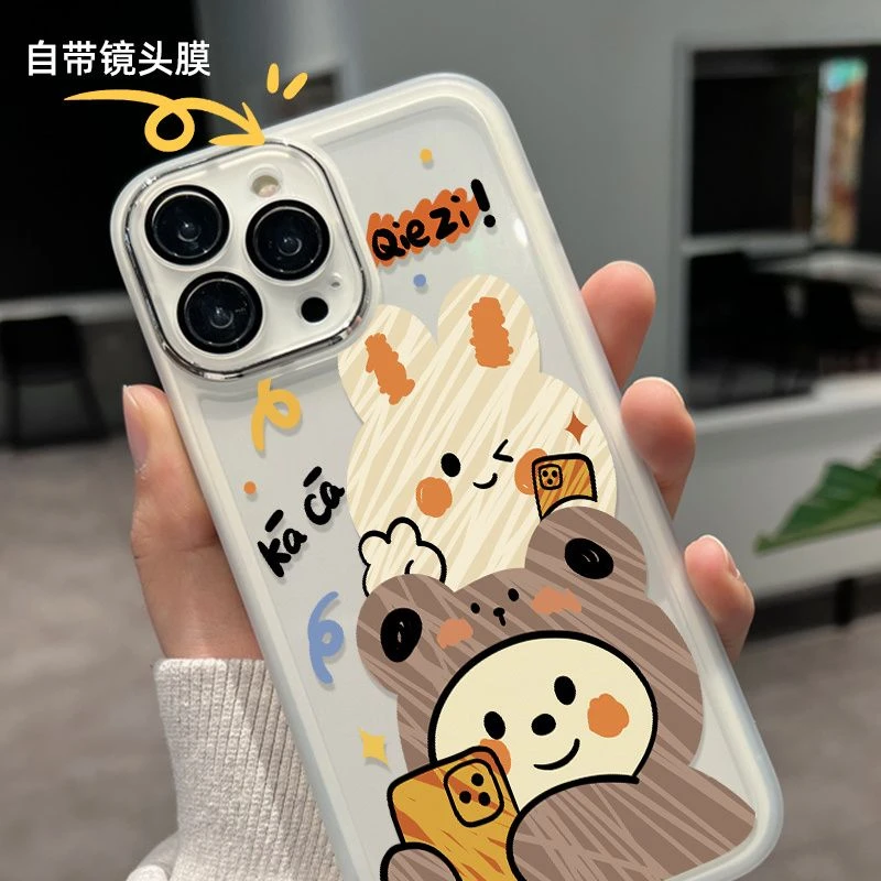 适用iPhone15苹果14promax镜头膜手机壳透明13可爱12软壳11全包