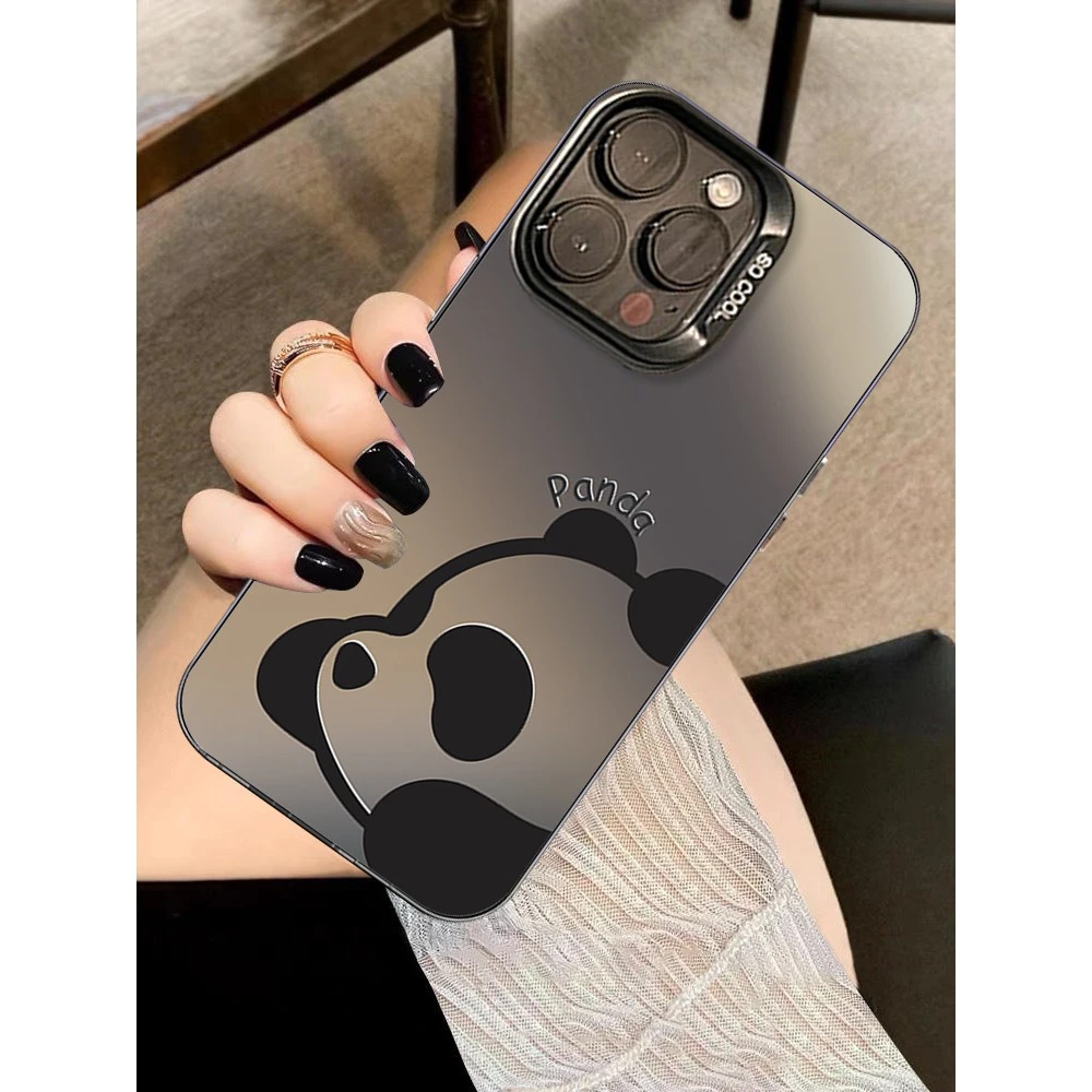 卡通熊猫适用苹果15promax手机壳iphone14男女13pro全包13/12/11