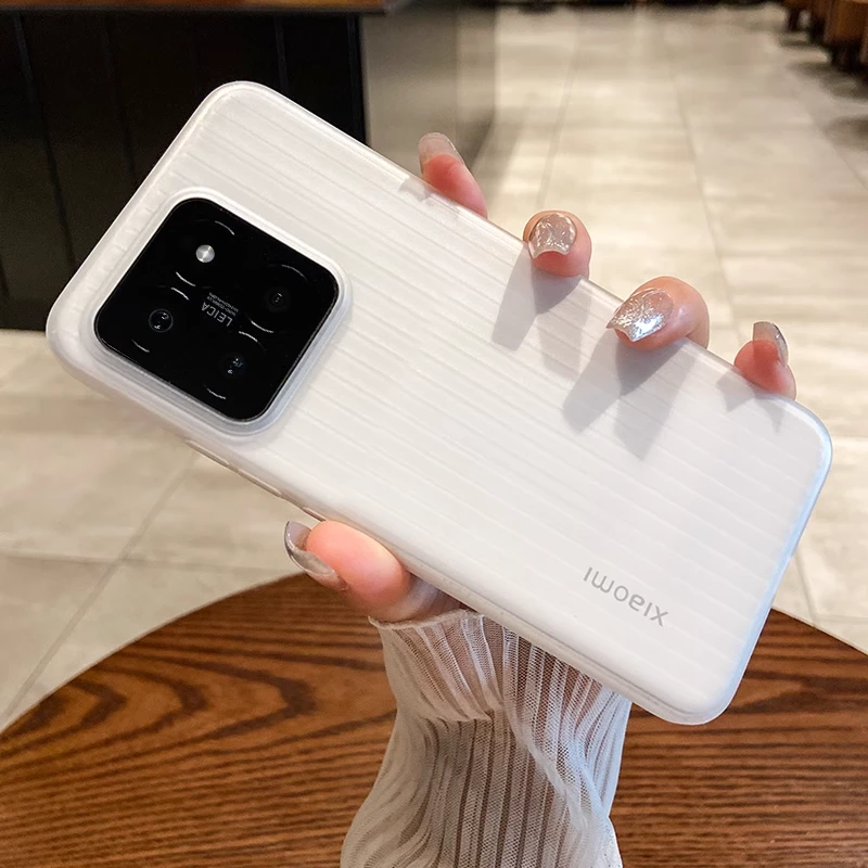 适用于xiaomi小米14瓦楞纹手机壳13pro超薄PP硬壳小米13ultra磨砂