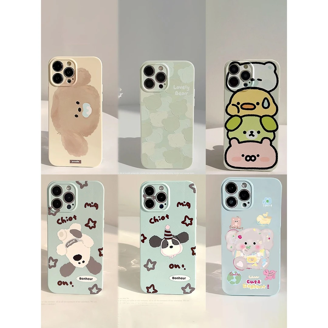 适用苹果15promax手机壳新款iphone16可爱小熊头11女款12少女14pr