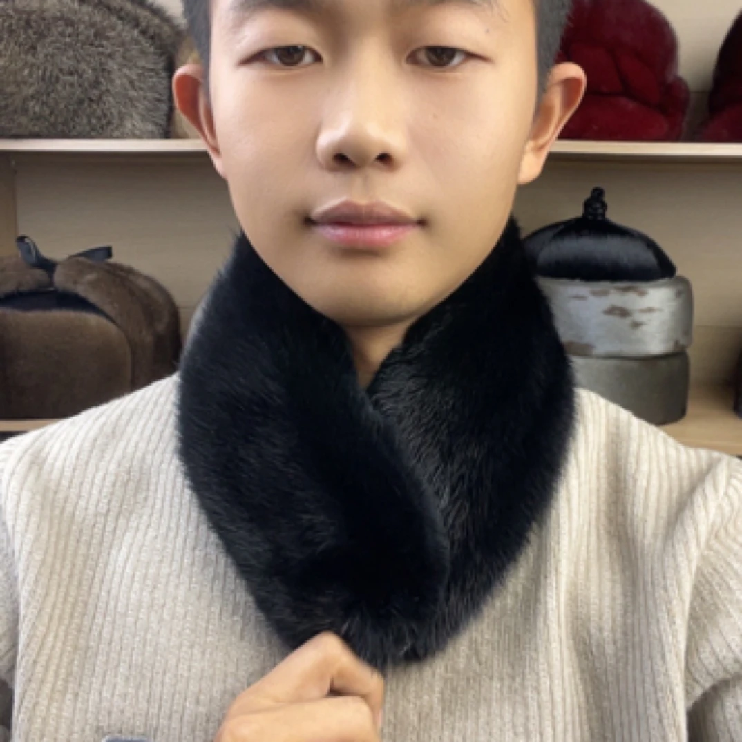 水貂毛貂尾围巾男女同款冬季加厚保暖时尚围脖