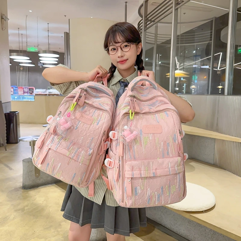 时尚小学生休闲初中大学生韩版双肩包女中学生百搭简约潮流日系