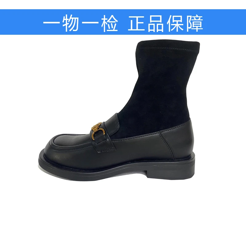 卓诗尼 英伦风复古圆头厚底 短靴 女款 黑色80111629501