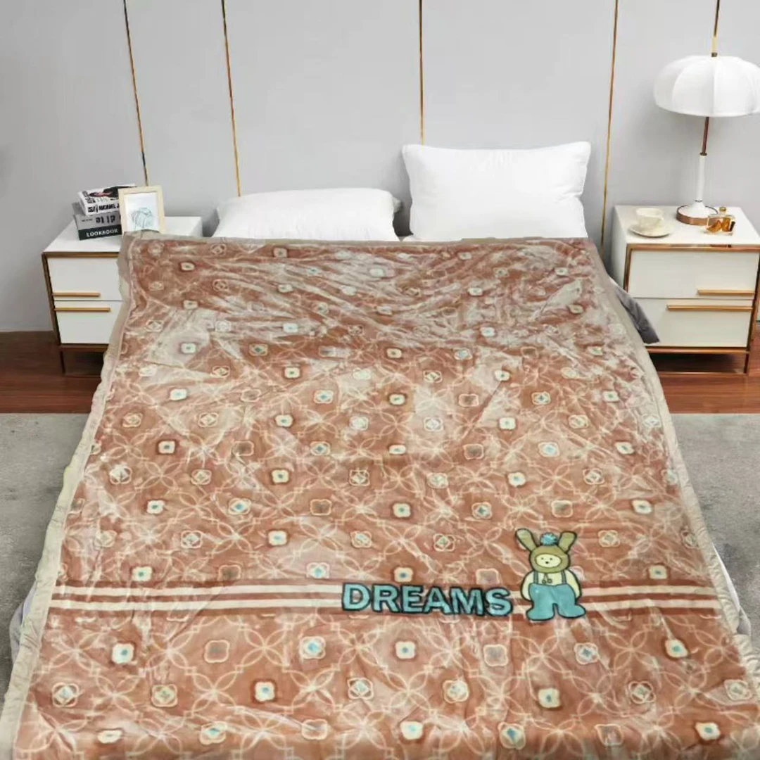 150*200cm 橙色背带兔子 双层 盖毯午睡毯多功能加厚奶绒