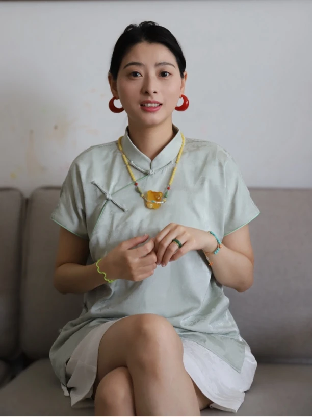 婉莹｜绿罗短袖立领斜襟 薄荷曼波