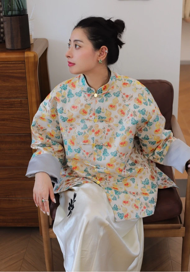 婉莹服装｜宋锦福禄立领常规外套