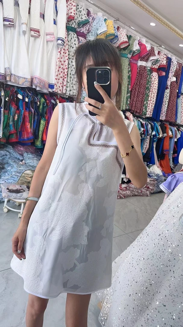 民族风砍袖短裙 日常 时尚