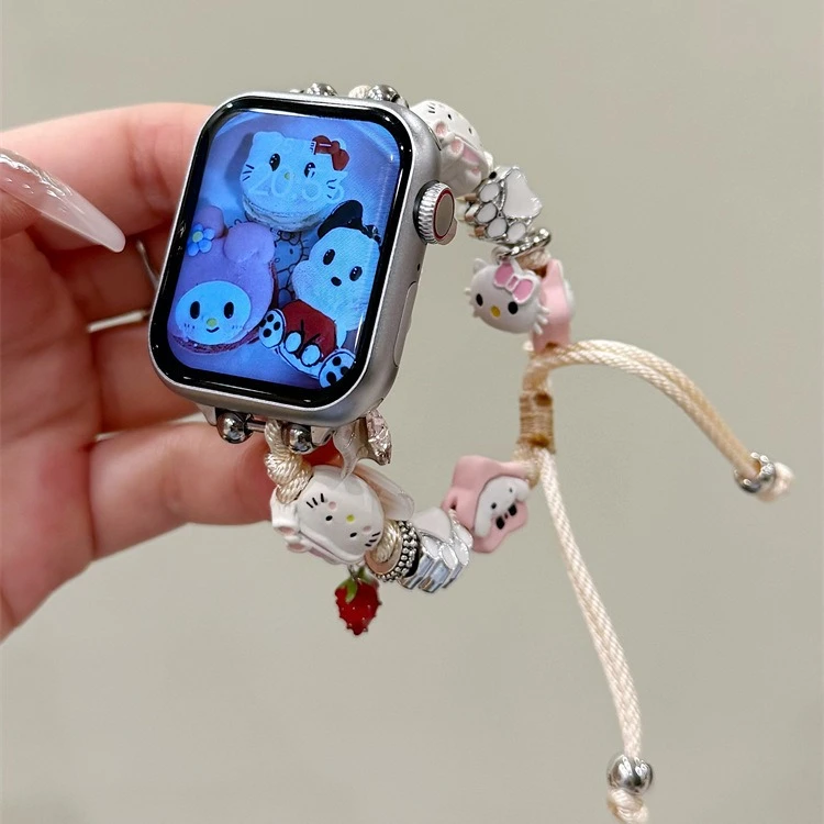 新款凯特猫DIY卡通腕带适用applewatchs9苹果表带8/7/6/5/43Ultra