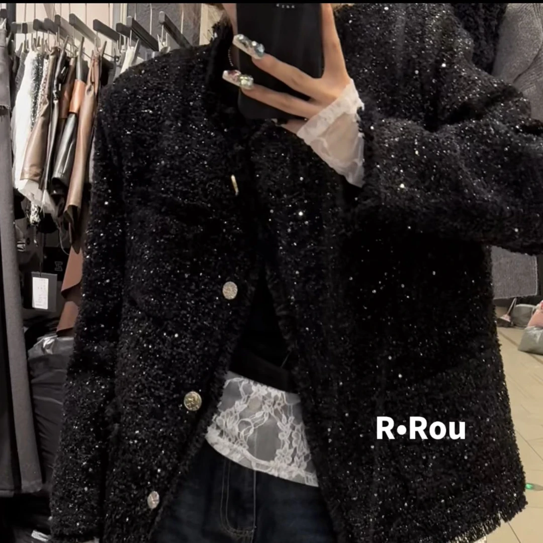 (ROU-ROU)家 轻奢满天星小香羽羽外套12R66