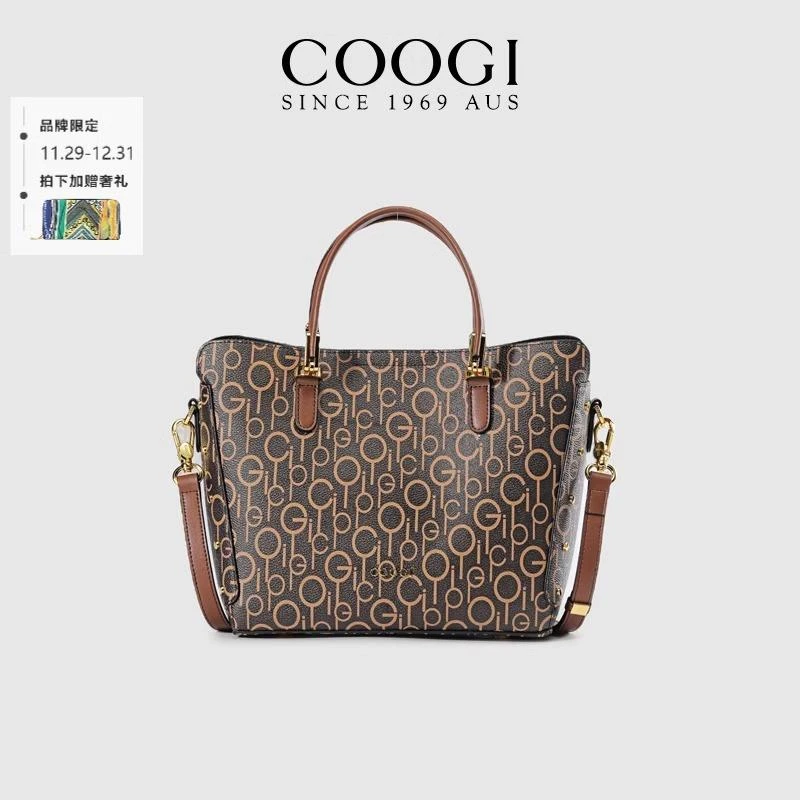 COOGI库奇包包女2024新款单肩斜跨手提包大容量印花托特包送女友