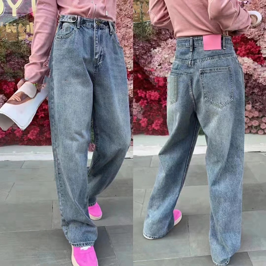 无印心匠线下458！纯色+拼皮 高腰&显瘦 直筒牛仔裤 C23129