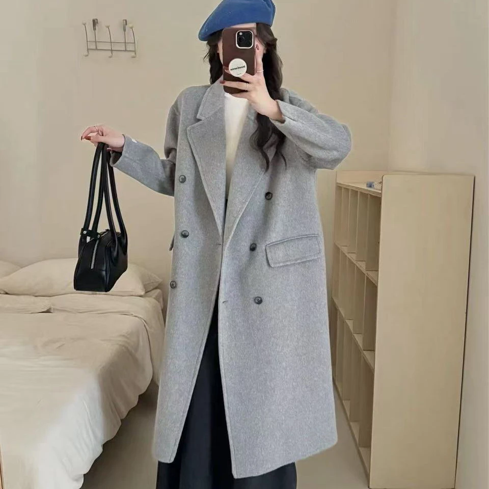 无印心匠绵羊毛 纯色~休闲 百搭时尚 洋气毛呢大衣 A12193