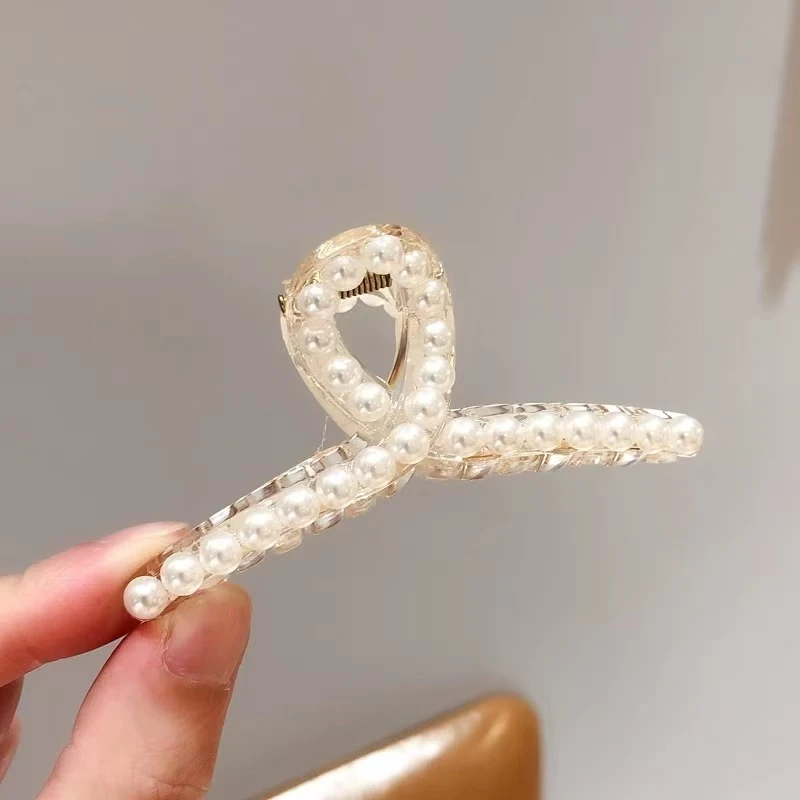 F1617 抓发夹女大号优雅气质透明抓夹