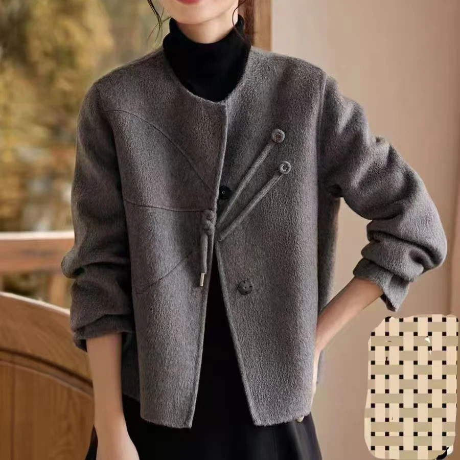 无印心匠小香款~暗扣设计+短款 外套女秋冬 A86703