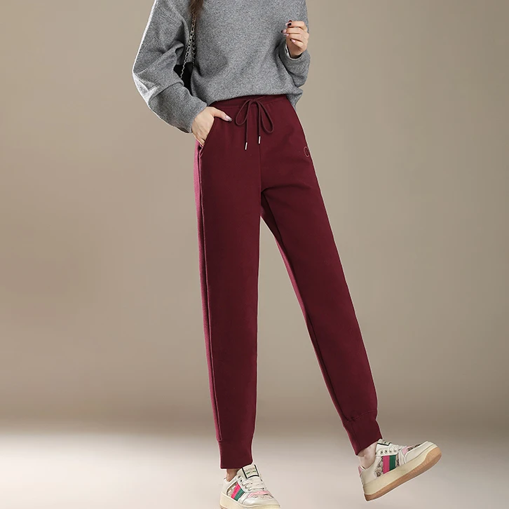 无印心匠鹅绒+桑蚕丝 防风裤纯色收腰抽绳设计 保暖哈伦裤 C13232