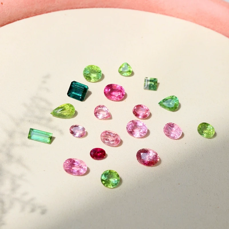 BX1巴西天然碧玺电气石裸石镶嵌定制吊坠戒指时尚精品