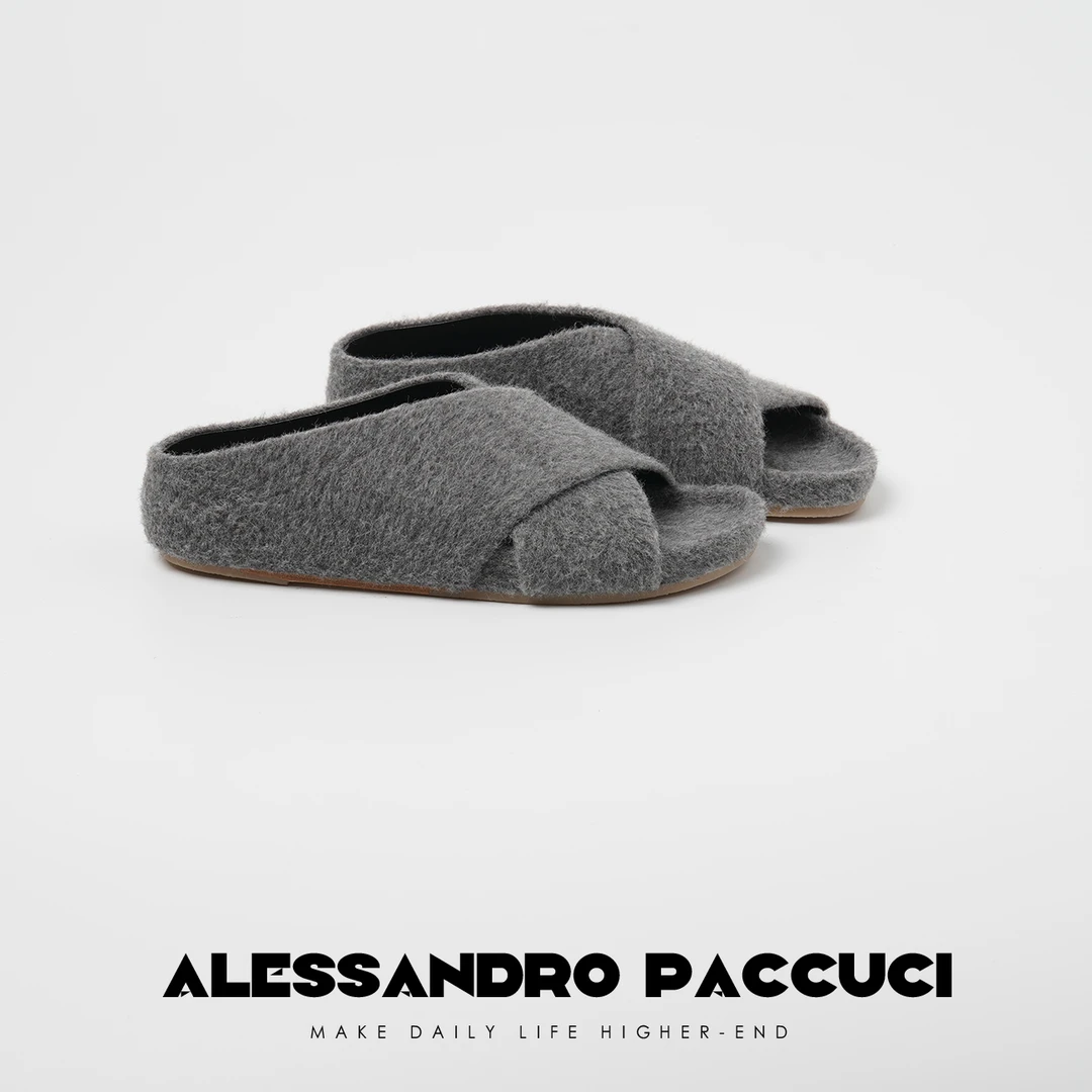 AP洛哥25125X 小众设计感舒适简约平底妮子布交叉居家休闲拖鞋