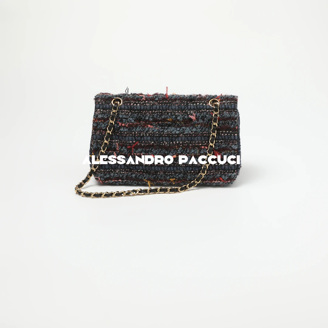 【孤品特价不退不换】洛哥43155BD-1 进口羊毛花呢小香风链条单肩包