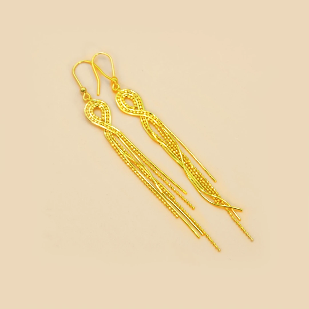 金美福足金999流苏长款黄金耳饰5G工艺节日礼物送老婆送女友