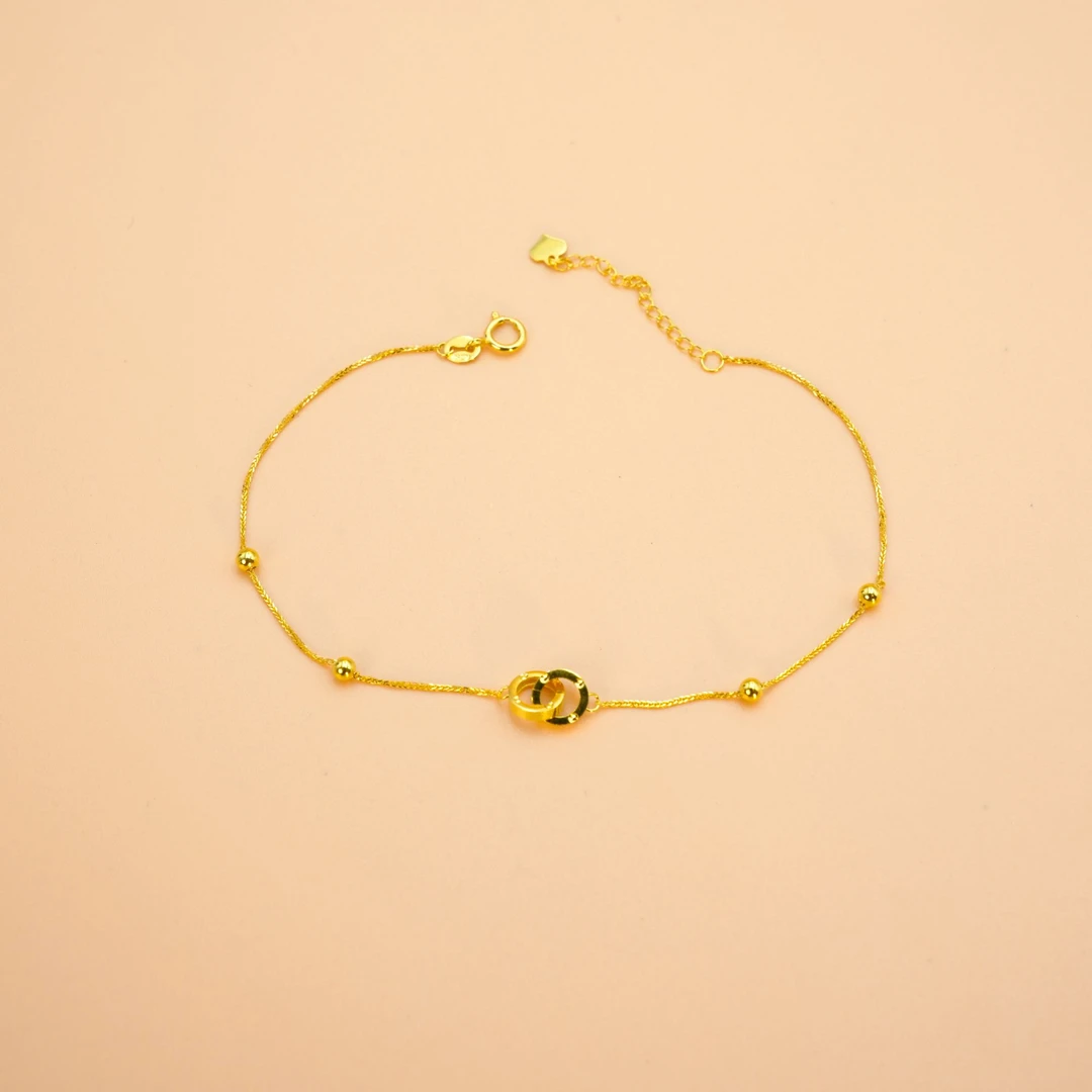 金美福环环相扣18K金手链送老婆送女友节日礼物生日礼物