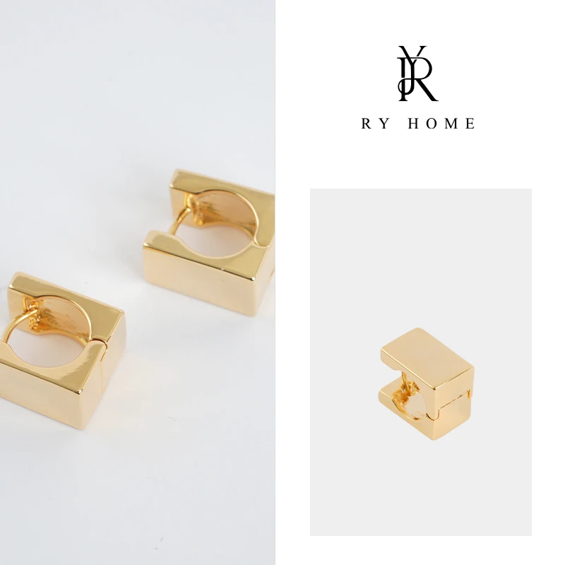 铜合金耳饰 【容雨RYHOME】设计款方形耳环A1238