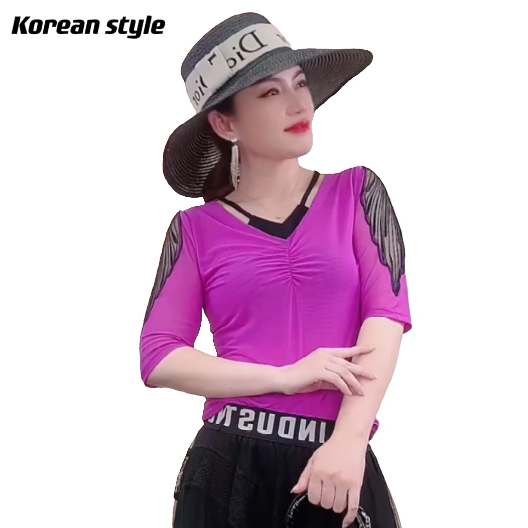 【正品断码清货】2686A时尚气质修身显瘦夏季中袖上衣高级感上衣