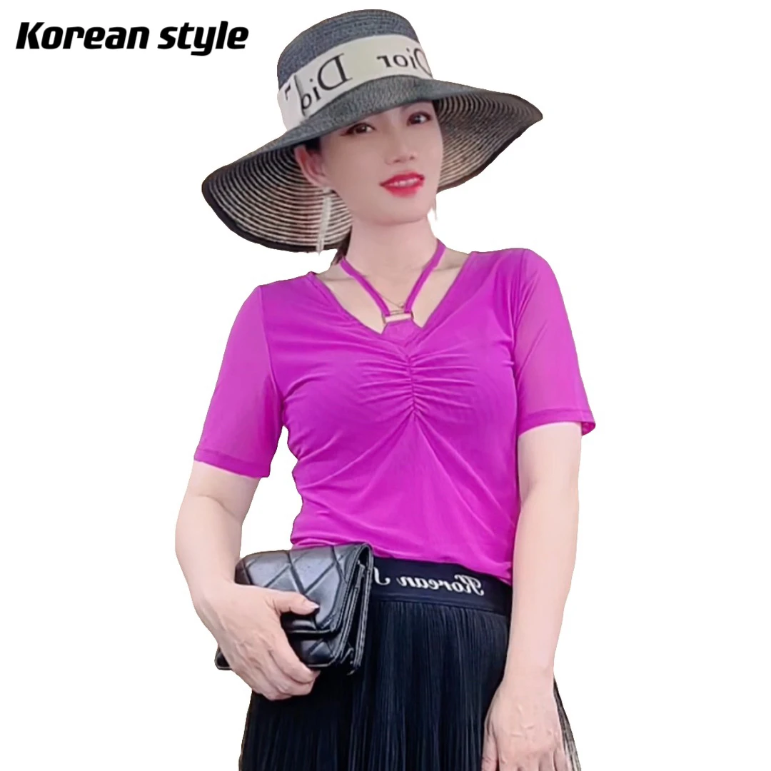【koreanstyle】2682时尚纯色女装夏季新款短袖女款爆款2025新款