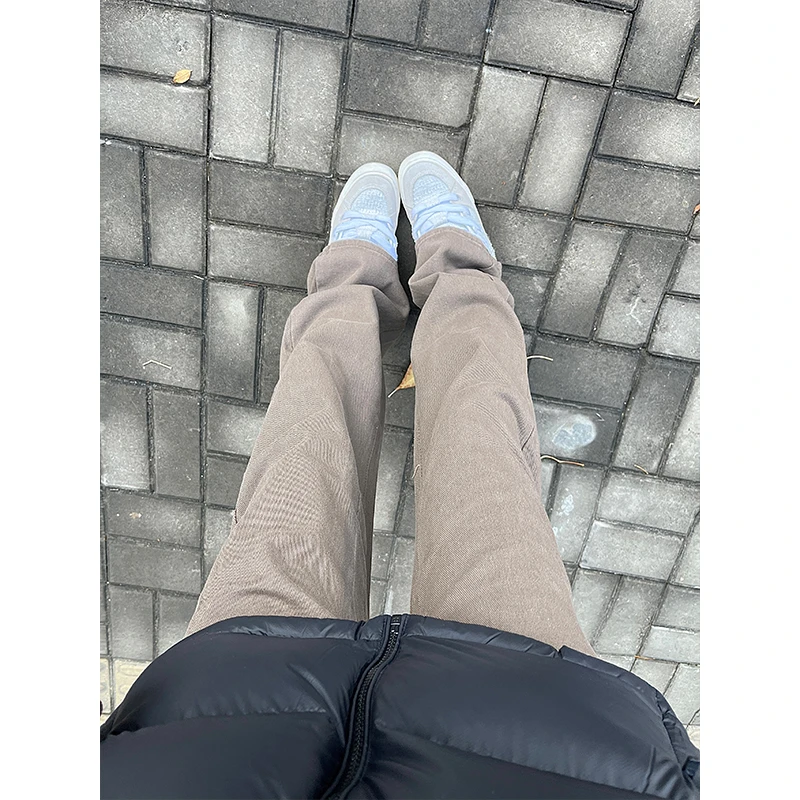 cleanfit棕色微喇水洗牛仔裤男秋冬潮牌美式vibe高街修身直筒裤子