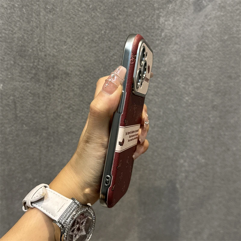 苹果15手机壳复古棕色玫瑰花iphone15promax新款14pro高档奢华13