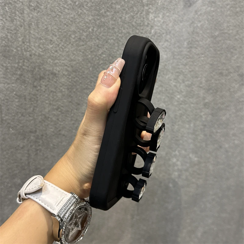 苹果15手机壳立体宝石指环扣iphone15promax腕带14少女心13时尚12