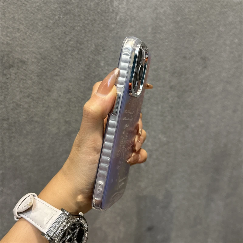 苹果15手机壳创意渐变烟花iphone15promax创意13防摔14电镀镜头12