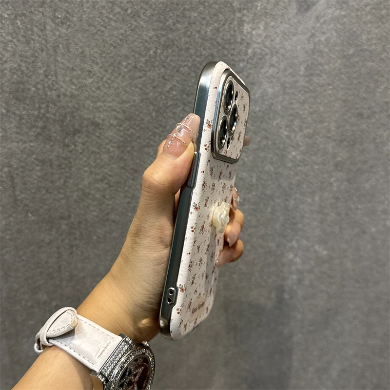 苹果15手机壳满屏小碎花iphone15promax新款14少女心13贴皮大视窗