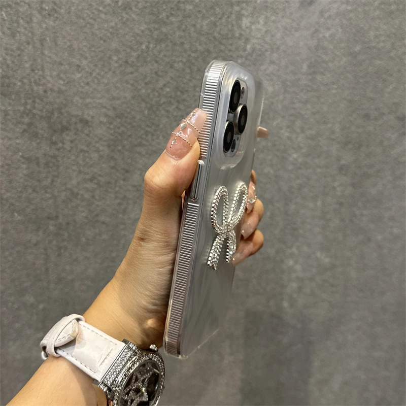 苹果15手机保护壳银沙蝴蝶结iphone15promax新款14pro高档奢华13