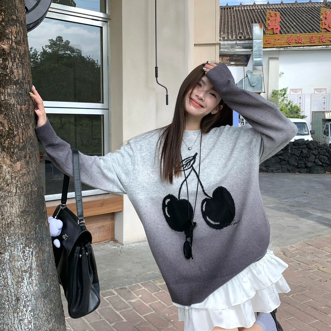 Mto Quinn｜冬上新渐变灰色樱桃套头毛衫-899