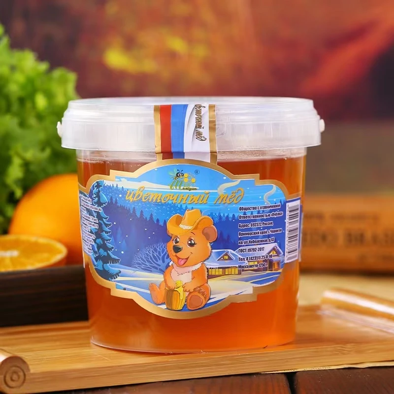 俄罗斯原装进口冬熊百花蜜酿造液态成熟纯原蜜大瓶实惠装1250克