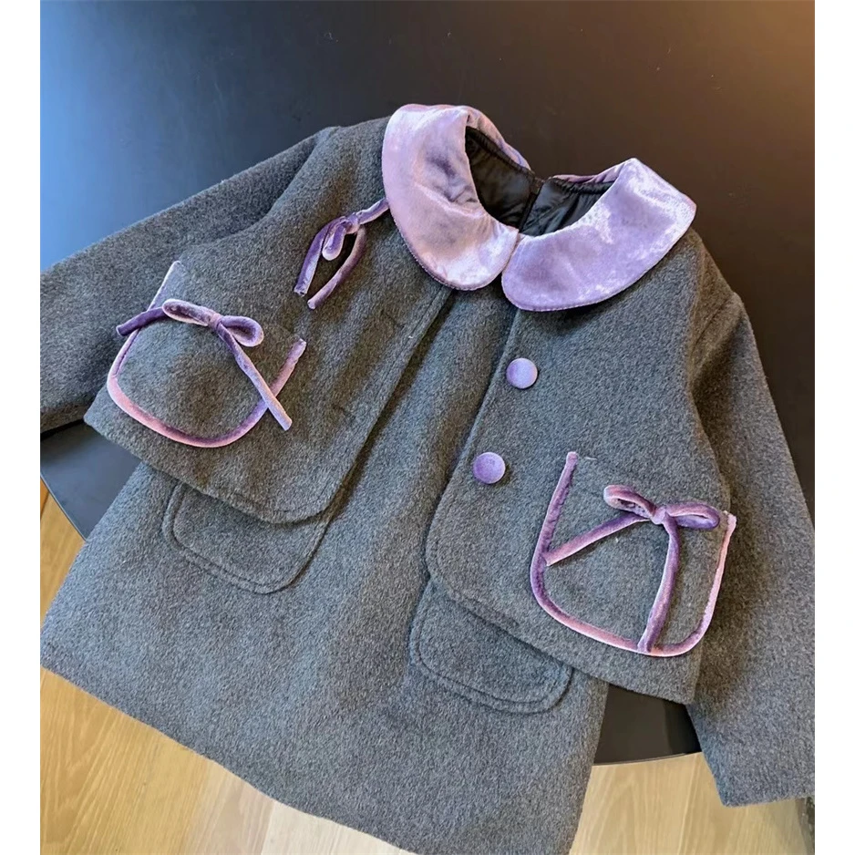 【韩妈的小千金】气质紫罗兰小香呢料夹棉两件套裙高级感CTZ551