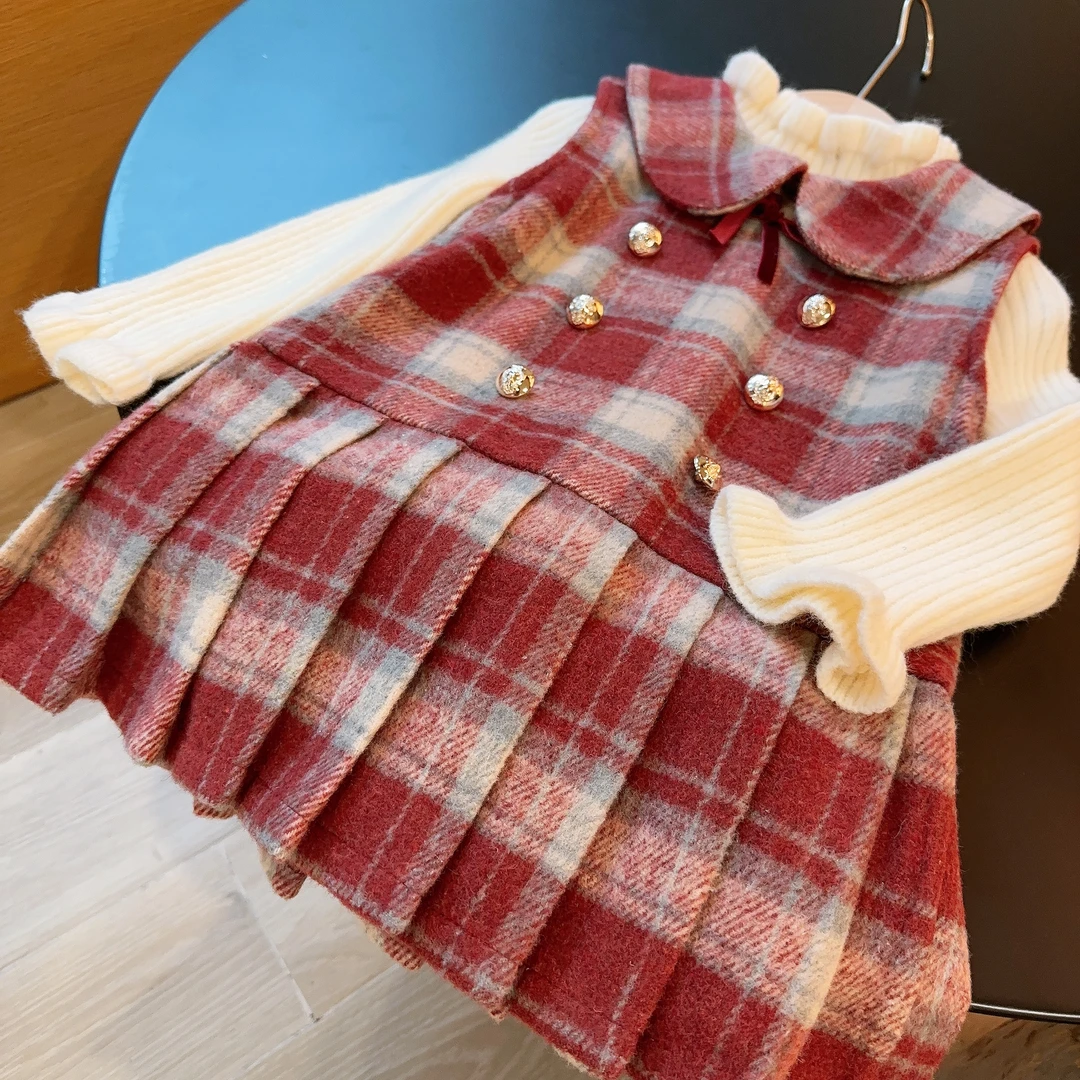 HHkids女童冬季洋气法式背心裙马甲裙百搭打底衫两件套HTZ5511