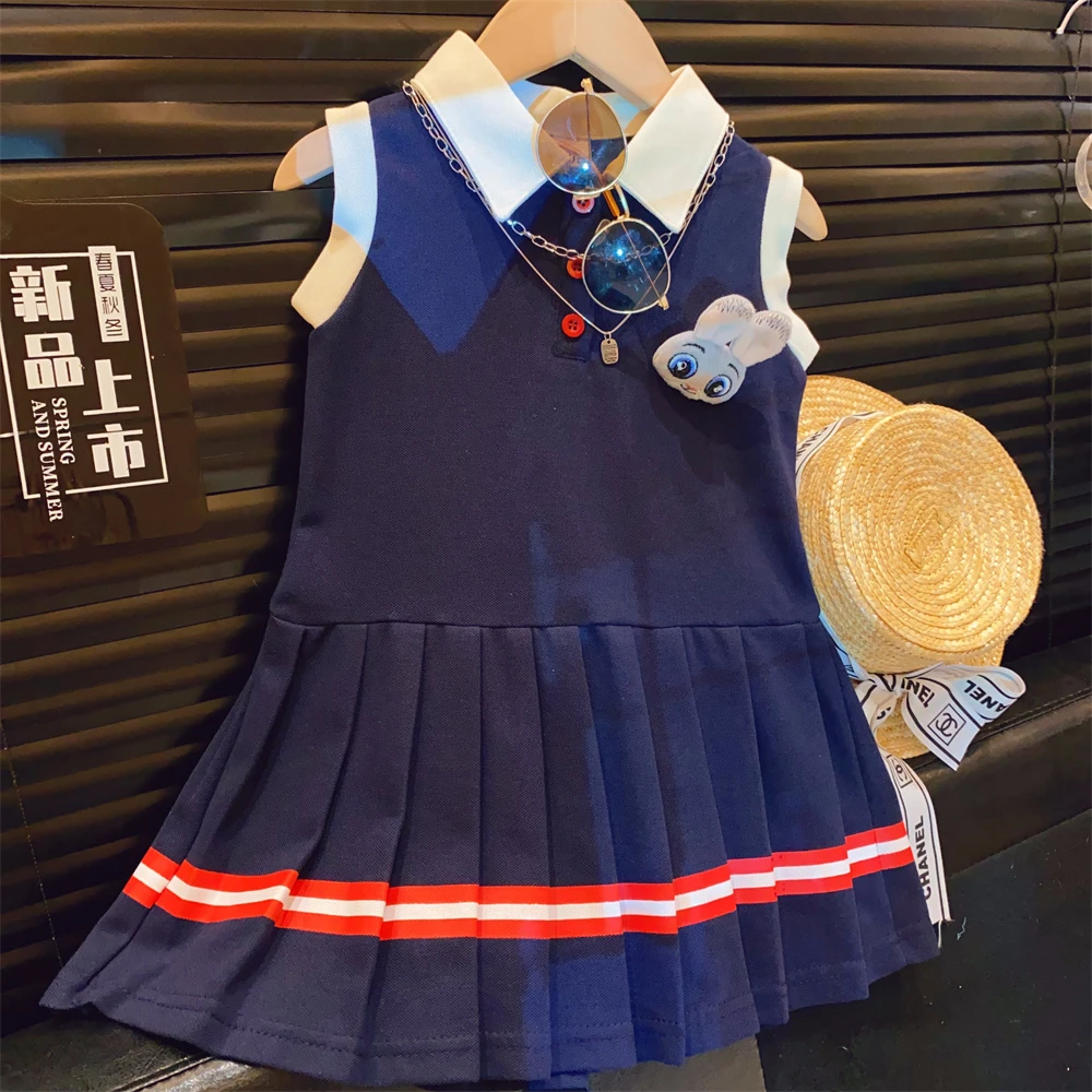 HHkids学院风连衣裙夏季2024新款女宝刺绣夏装公主裙子AQZ251