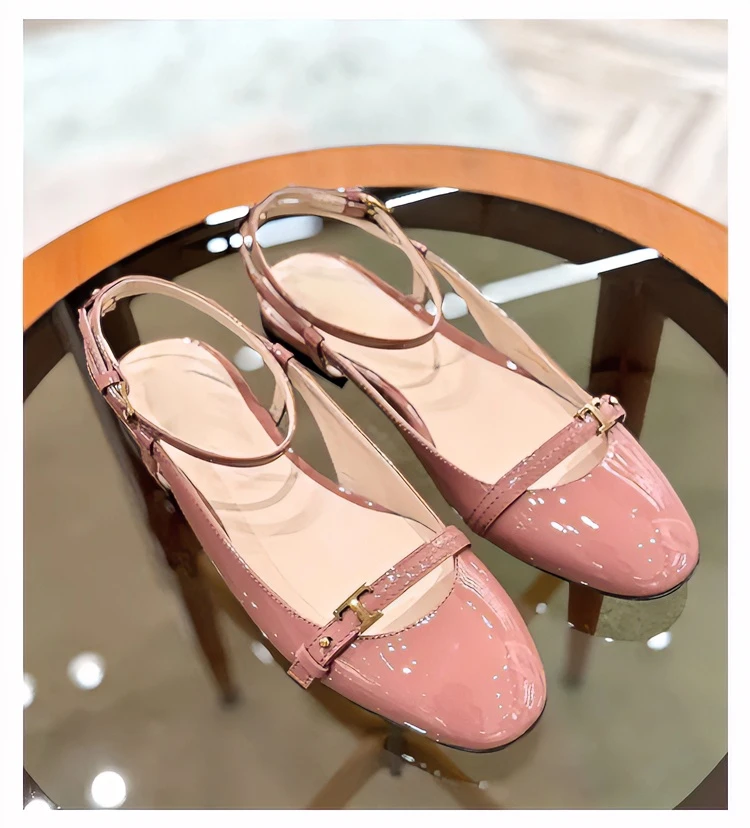 夏季2025新款法式圆头一字带单鞋女温柔芭蕾舞鞋后空时尚凉鞋外穿