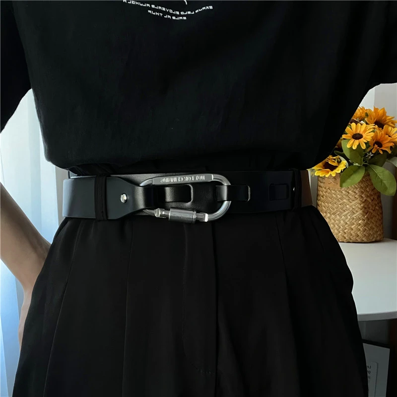 登山扣皮带个性男女百搭机车时尚挂钩式腰带ins简约青年牛仔裤带