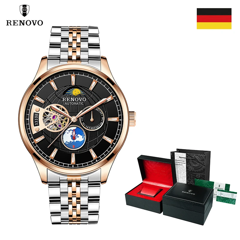 瑞士品牌全自动多功能镂空陀飞轮男士商务机械手表日月星辰高端