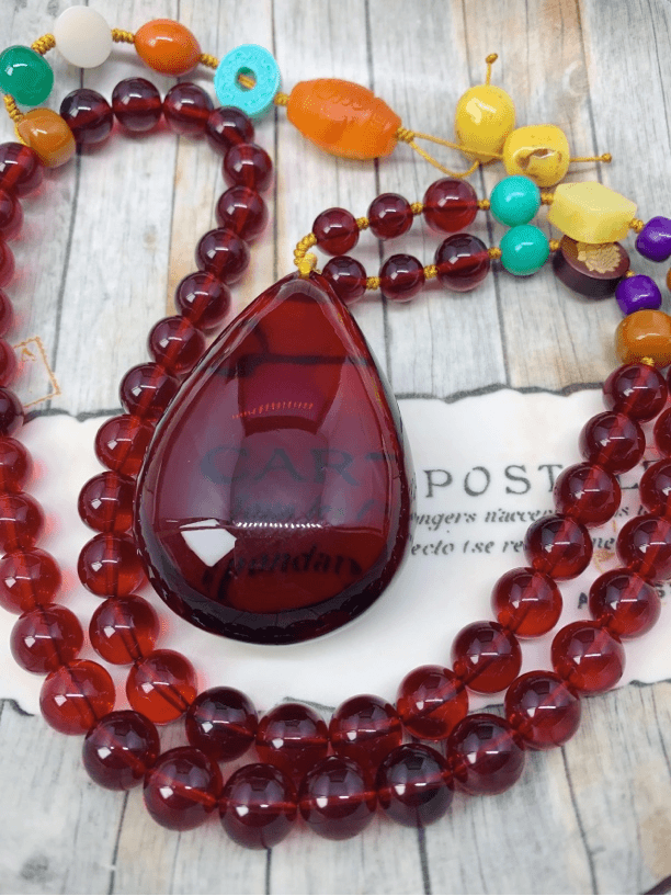 0168红色大水滴毛衣链时尚百搭秋冬必备众