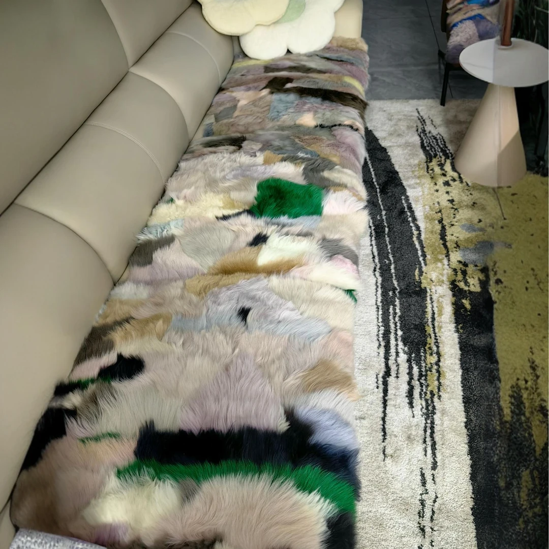 9~皮毛一体慵懒高级羊毛毯轻奢个性地毯入户门地垫防潮保暖沙发垫